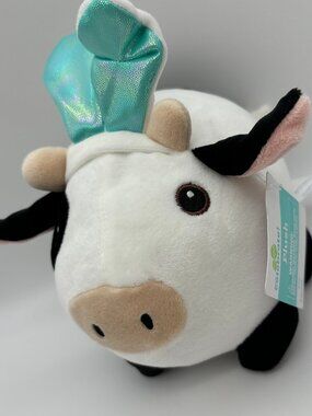 Way to Celebrate 8" Roly Poly Cow w/ Bunny Ears Easter Stuffed Animal Plush Toy